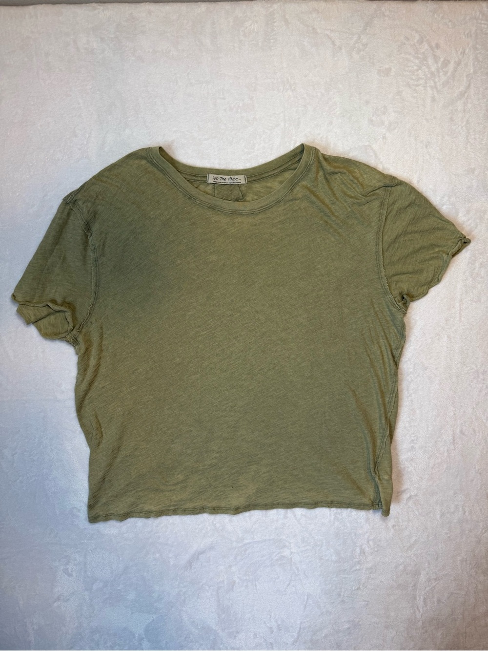We The Free Olive Green Cropped Crewneck Tee - Free people